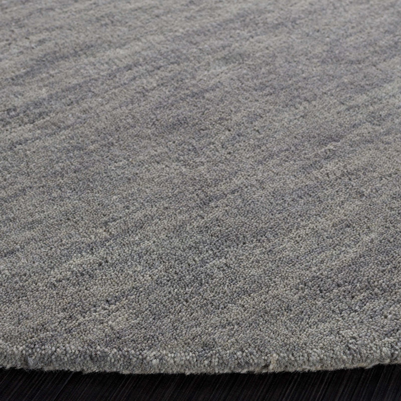 Chatham Hand Tufted Wool Cotton Geometric Rug in Gray, Round 6'