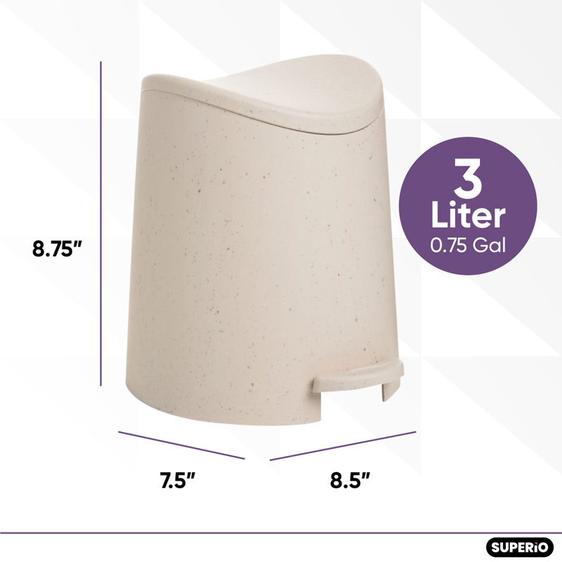 Mini poubelle à pédale Superio, 3 L, brun clair, Naturel