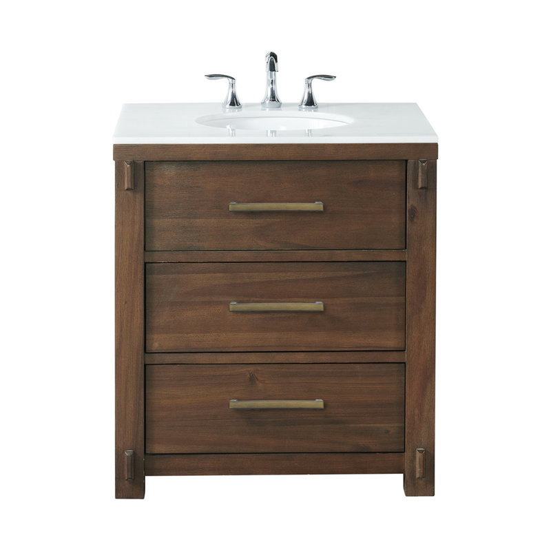 Asellus 30'' Single Bathroom Vanity with Marble Top