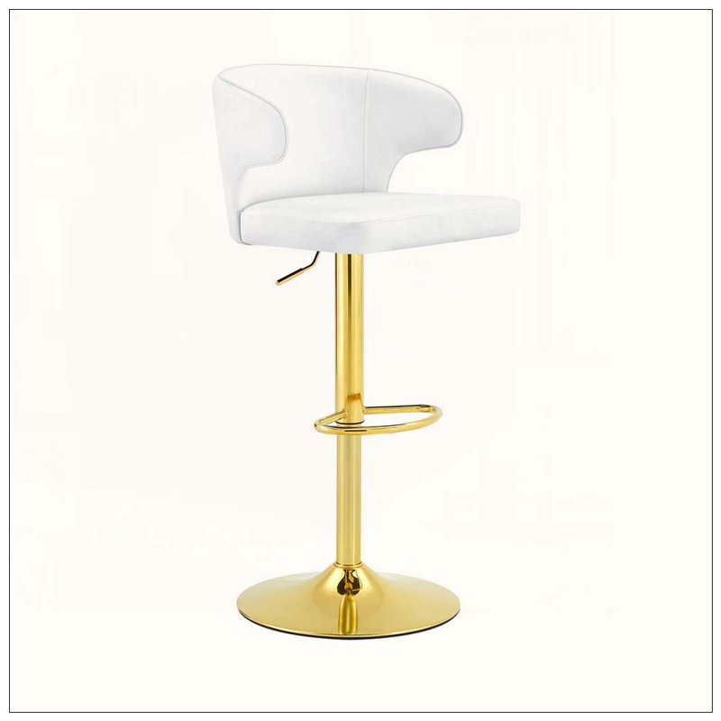 Tabouret de bar rotatif moderne, White+Gold-4pcs