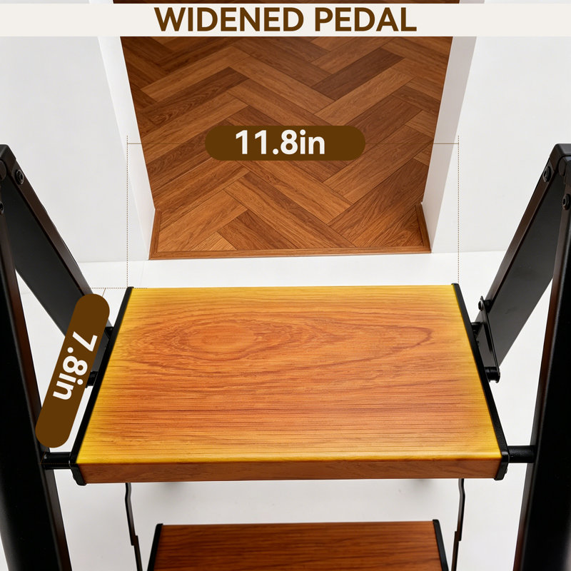 2 - Step Aluminum Lightweight Folding Step Stool with 330 lb. Load Capacity, Natural/Black