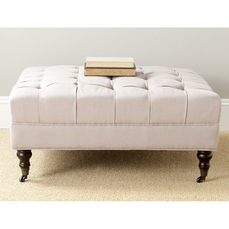 Jaylon Upholstered Ottoman, Beige Linen