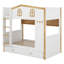 Lit superposé avec garde-corps en forme de maison et lit gigogne, lit superposé en bois avec tablettes de rangement-754839260