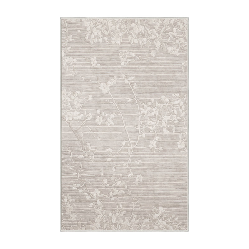 Tapis beige lavable à la machine, Rectangle 7 pi x 9 pi