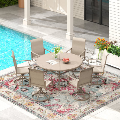 Table de salle à manger d'extérieur en aluminium avec chaise pivotante