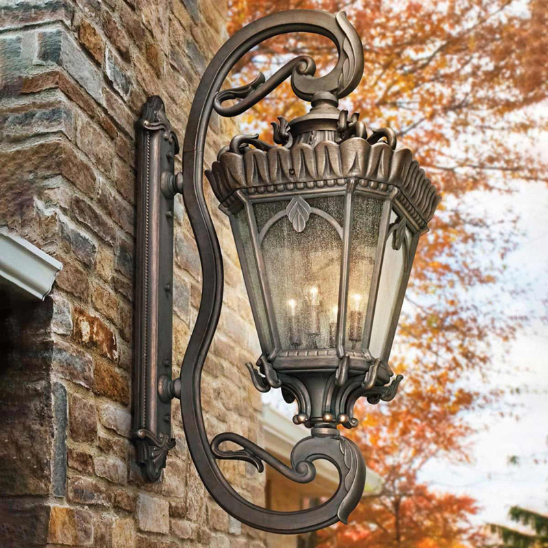 Ballintoy 4 - Bulb 116.8cm H Seeded Glass Outdoor Wall Lantern