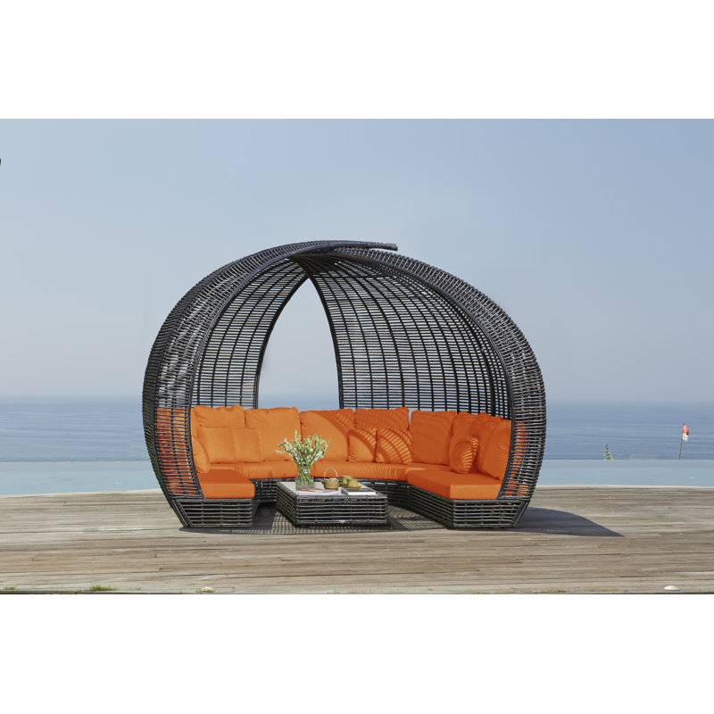 Sparta Outdoor 8 - Seat Patio Sectional, Canvas Tuscan Sunbrella® Canvas, Black Mushroom