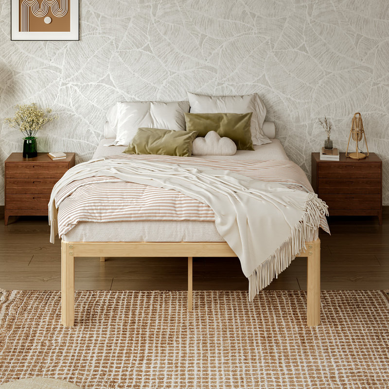 King Heavy Duty Metal Bed Frame, Printed Steel Platform Bed, Rounded Edge Legs, Anti-sway, Noise Free, King