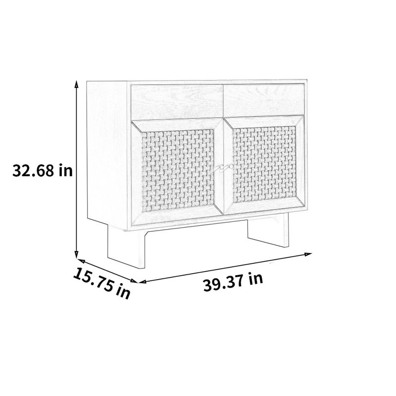 Buffet simple en rotin, Noir / brun