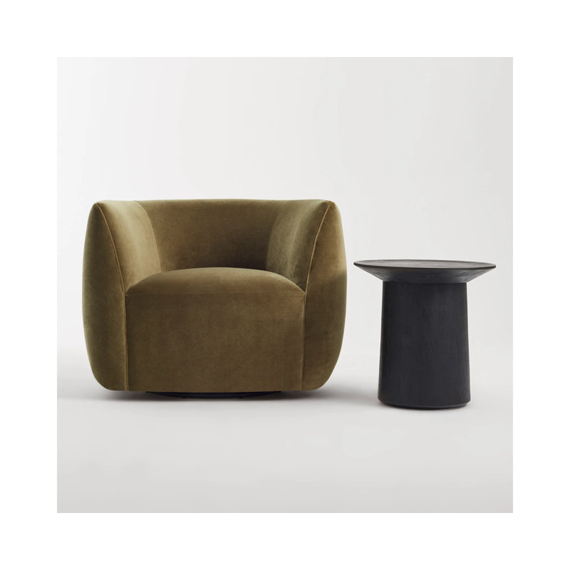 Council Swivel Barrel Chair, Moss Velvet
