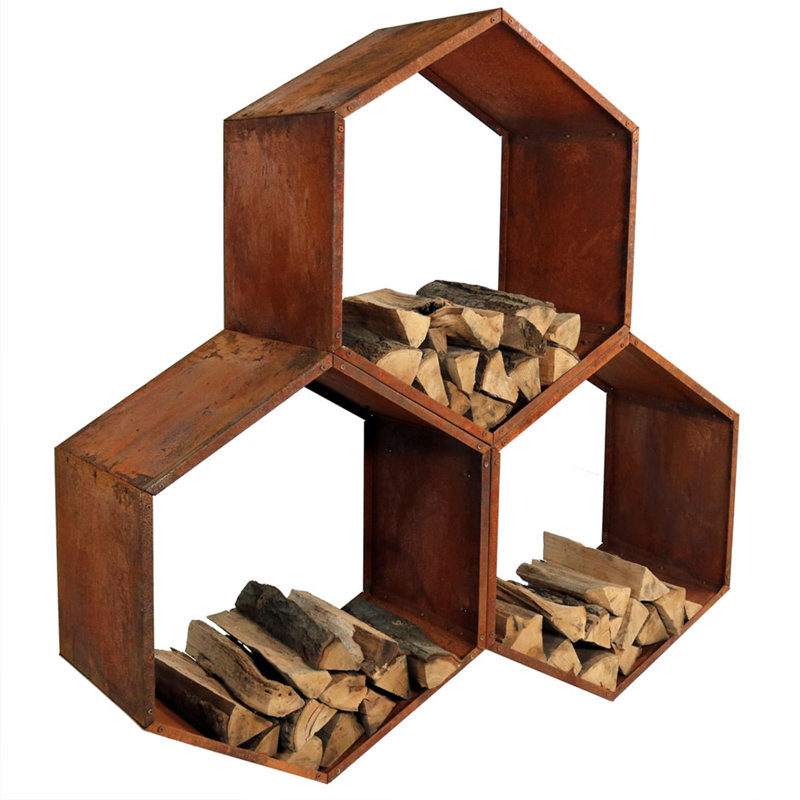 Ancha Hexagon Outdoor Cold-Rolled Steel Firewood Log Rack Set