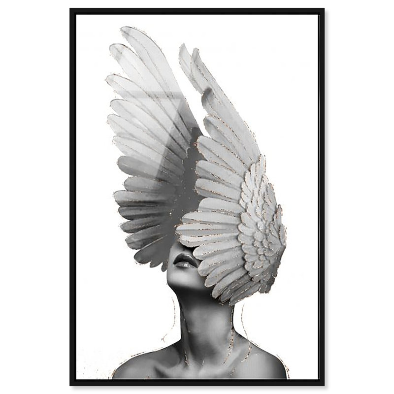 Unfurling Reversed Wings Canvas Fashion Print by Oliver Gal, 25"H x 17"W, Black Frame