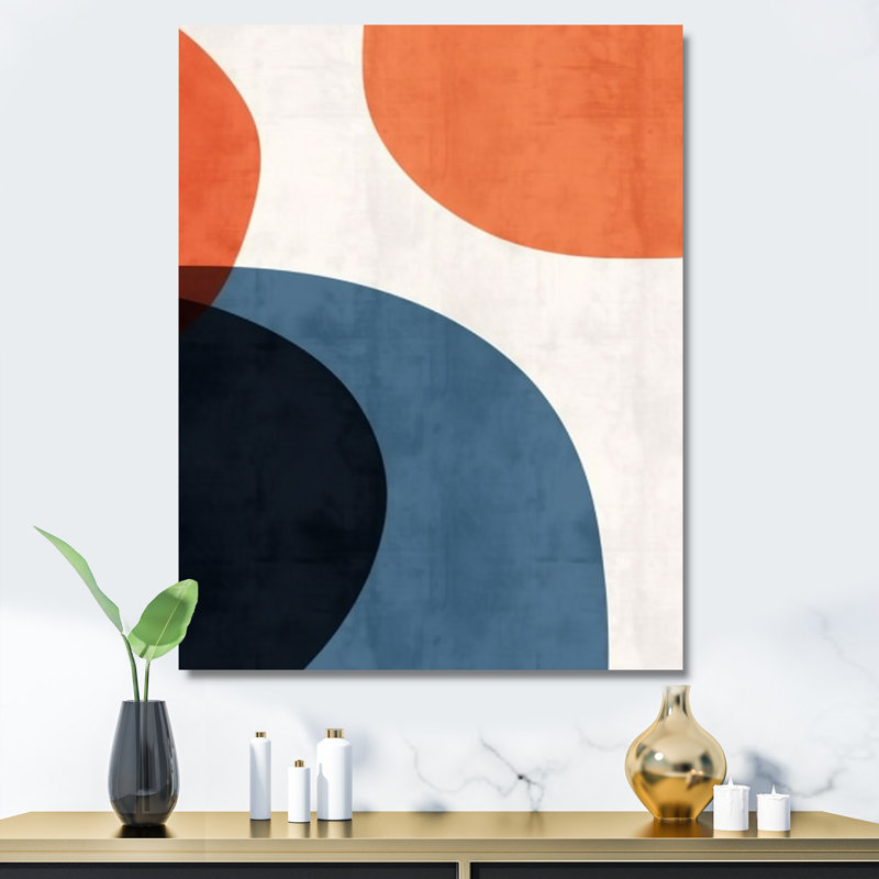 «Blue and Orange Minimal Boho», art mural minimaliste 1, Toile tendue, H 32 po x l 16 po x P 1 po