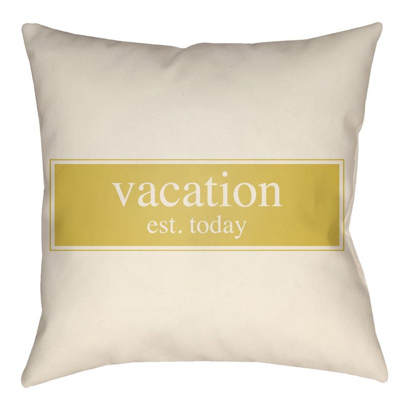 Litchfield Vacation Outdoor Reversible Throw Pillow, 16" H x 16" W, Poppy Red/Ivory