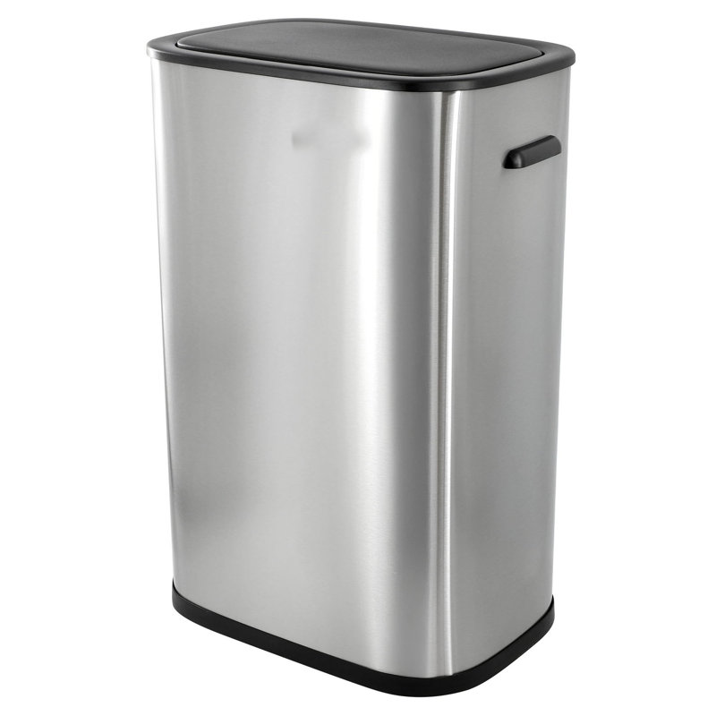 Poubelle sans contact 14,5 gallons avec capteur, acier inoxydable, argent mat