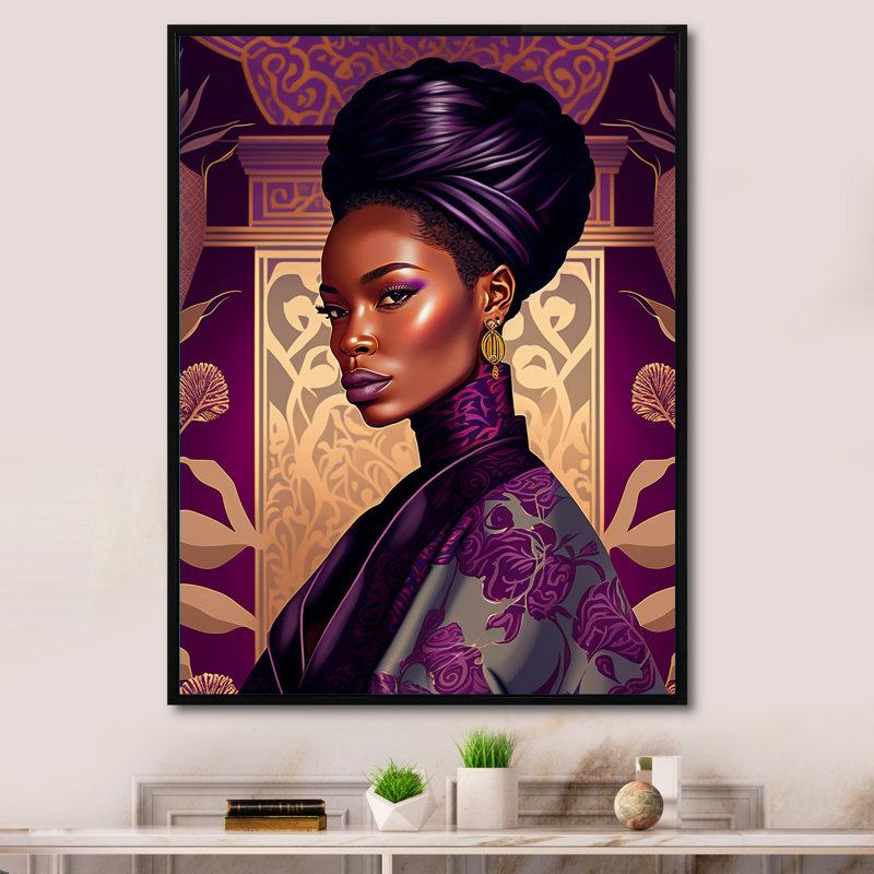 «Cloer Gorgeous African Queen In Retro Colors II», reproduction sur toile, H 32 po x l 24 po x P 1 po, Cadre flottant noir