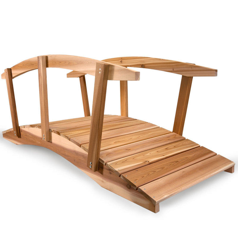 8-Ft Unfinished Cedar Garden Bridge with Side Rails