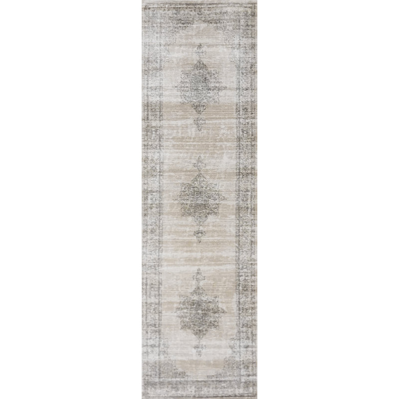 Tapis oriental ivoire Benson, Tapis de couloir : 2 pi 2 po x 7 pi 7 po