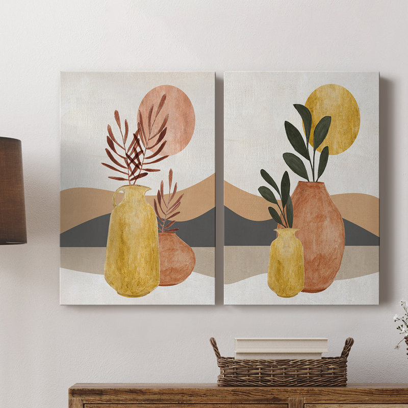 Adobe Moon I - Toile tendue avec châssis de qualité supérieure - Prêt à être accroché, H 60 po x l 80 po