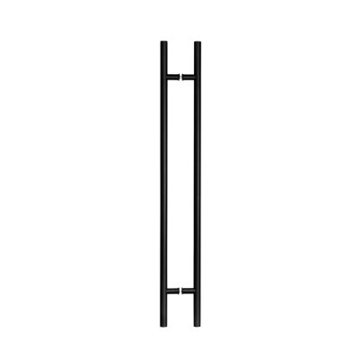 Poignée de porte longue, poignée d'entrée 24 po, forme ronde en «H», acier inoxydable 304 - noir