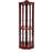 Glass Curio Cabinet With , Cherry Finish, Adjustable Shelves, Elegant Carvings Storage Shelves Lighted Corner In Color-7189591