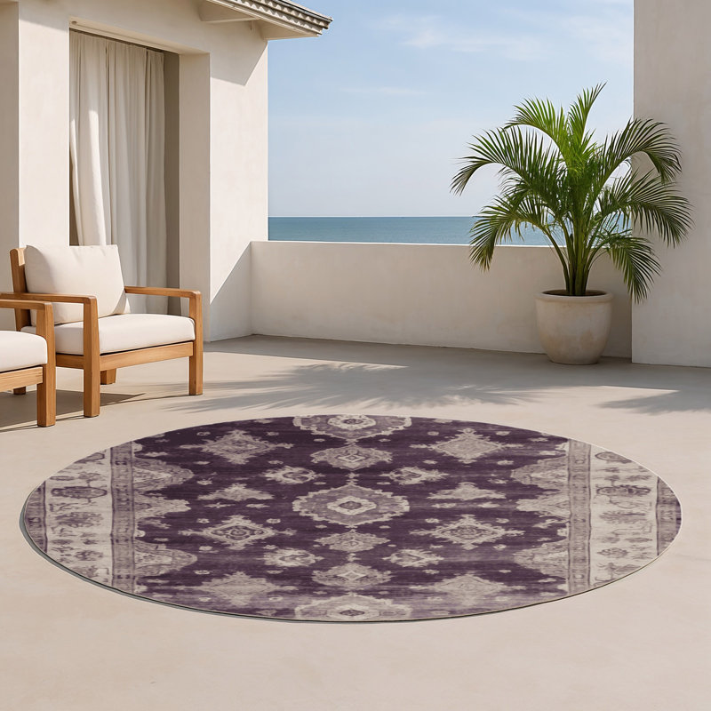 Tapis gris intérieur et extérieur surteint, Rond 5 pi
