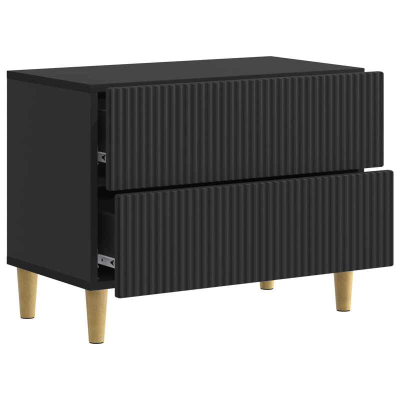 62cm W Manufactured Wood Bedside Table, Black