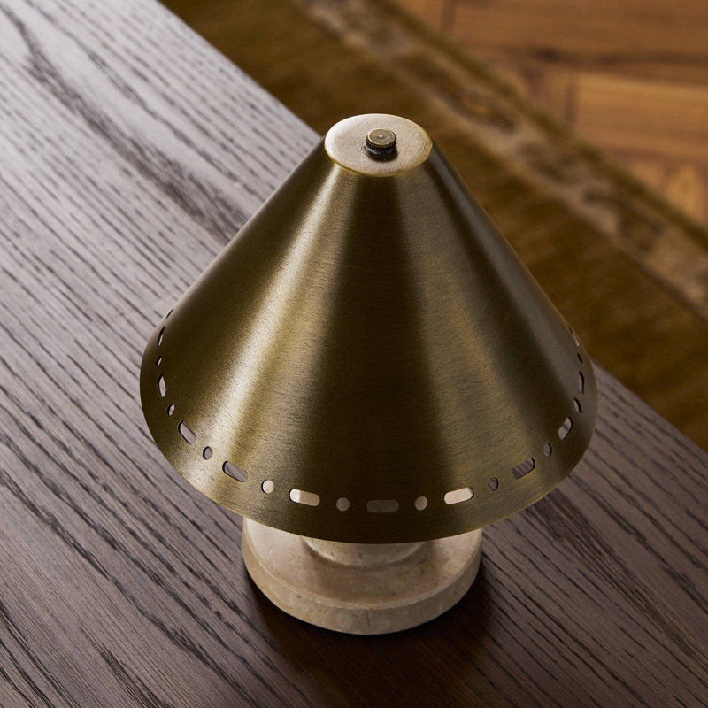 Marble LED Standard Lamp, Aged Antique Brass Iron
