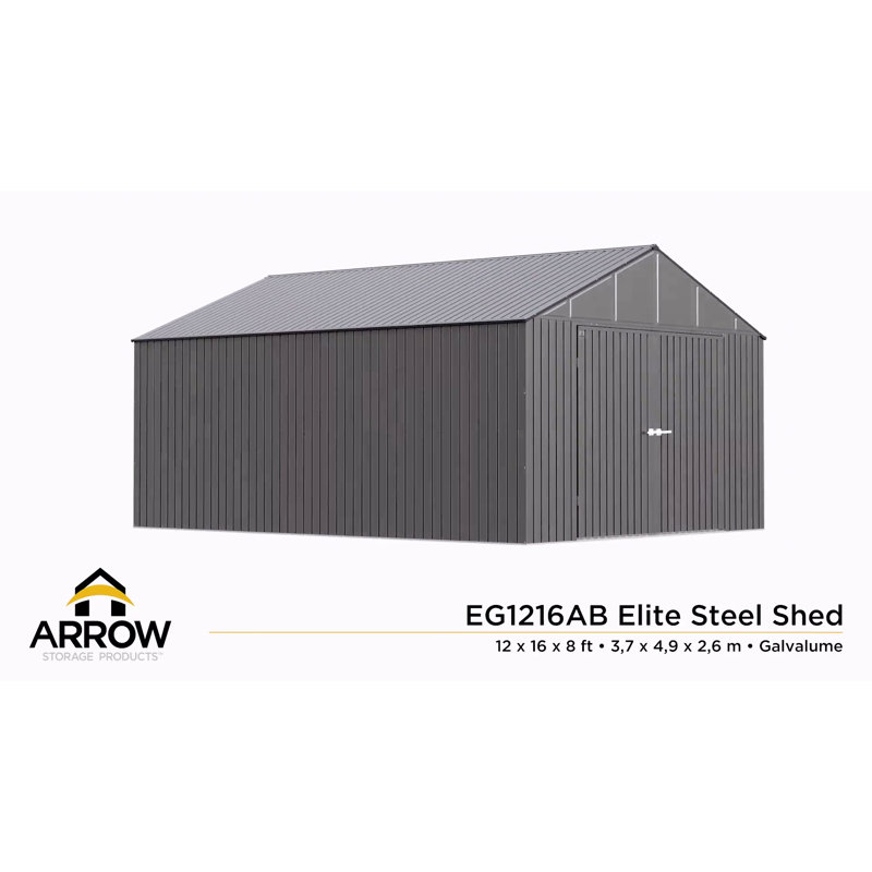 Elite 12' x 16' Blue Grey Steel Storage Shed
