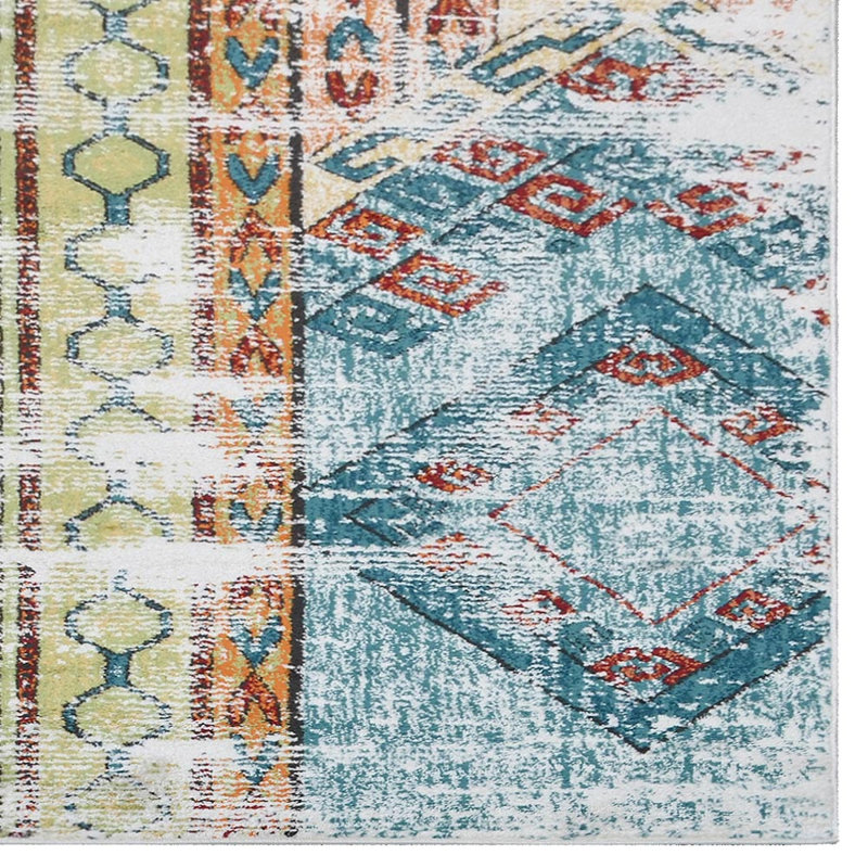 Machine Made Heatset Polypropylene Area Rugs - Runner, Multicolor, Contemporary Modern Design, Low Pile Machine Made Area Rugs for Living Room, Bed Room