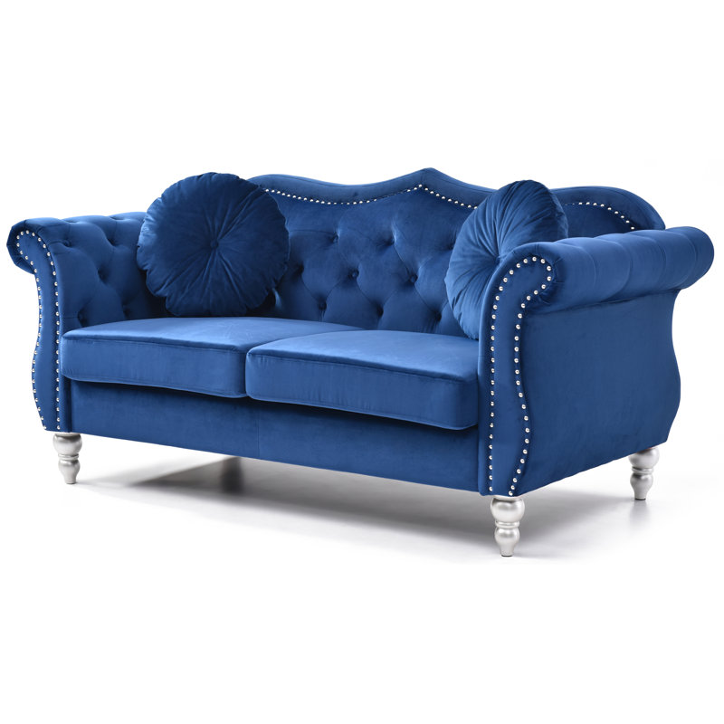 Transitional Navy Blue Loveseat