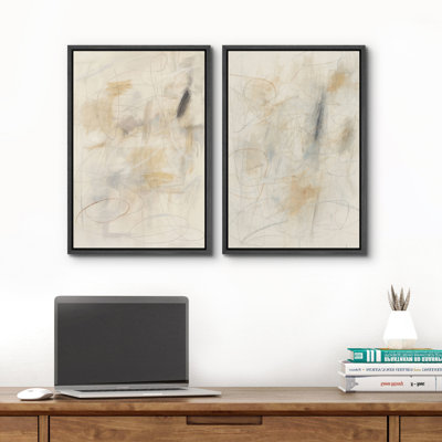 Art mural abstrait, ensemble de 2 reproductions d'art encadrées sur toile