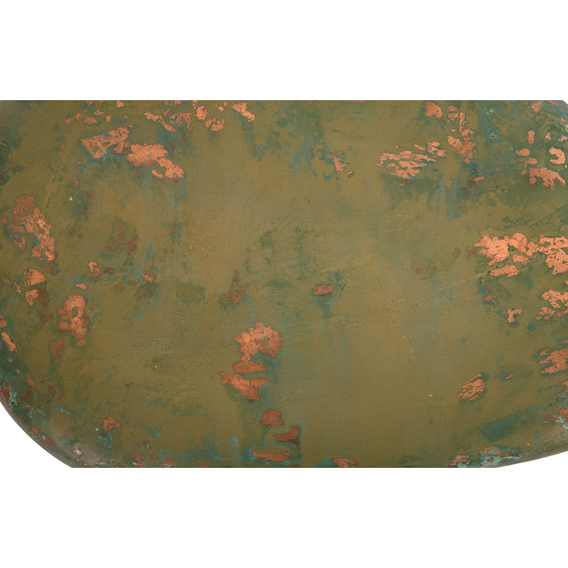 Lichen Triangular Resin and Metal End Table with Storage