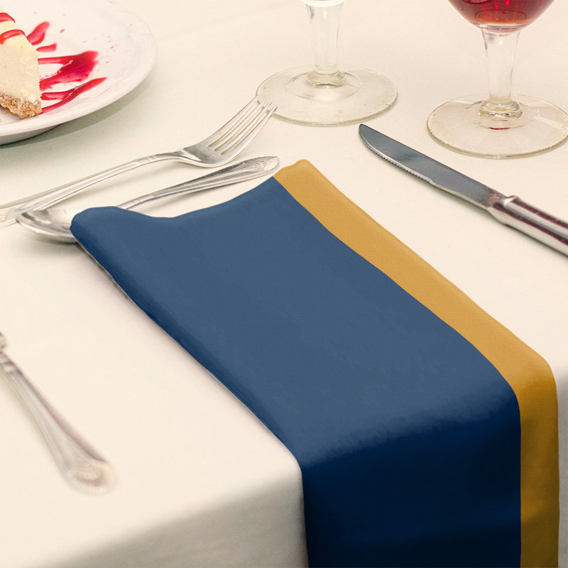 Utah Striped Square Napkin, 22" W x 22" L, Navy/Gold/White, Cotton Twill