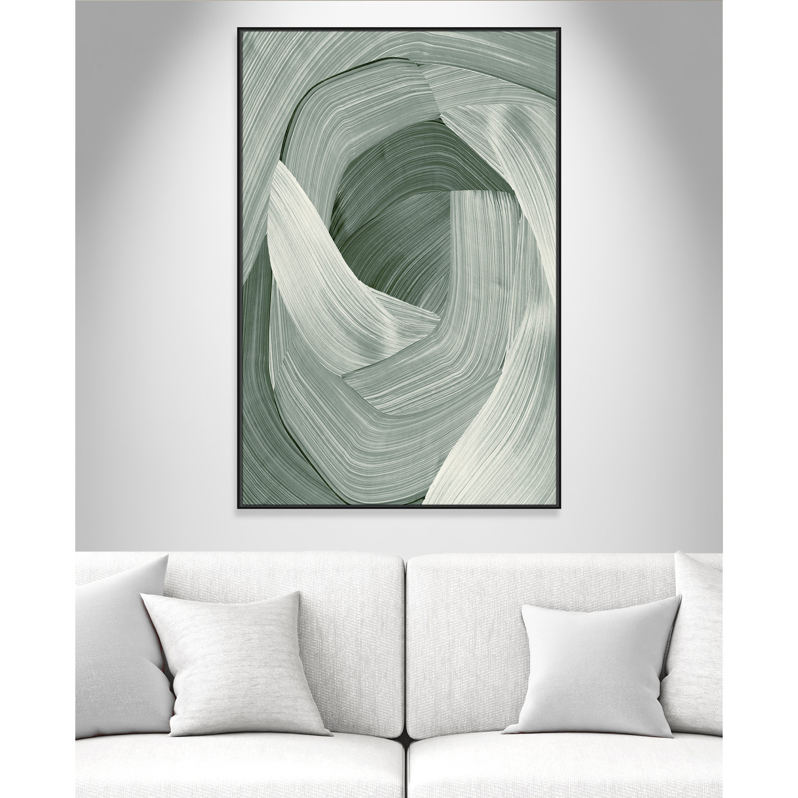 Enriched Emerald - Floater Frame Graphic Art Print on Canvas, Black , 61.5" H x 41.5" W