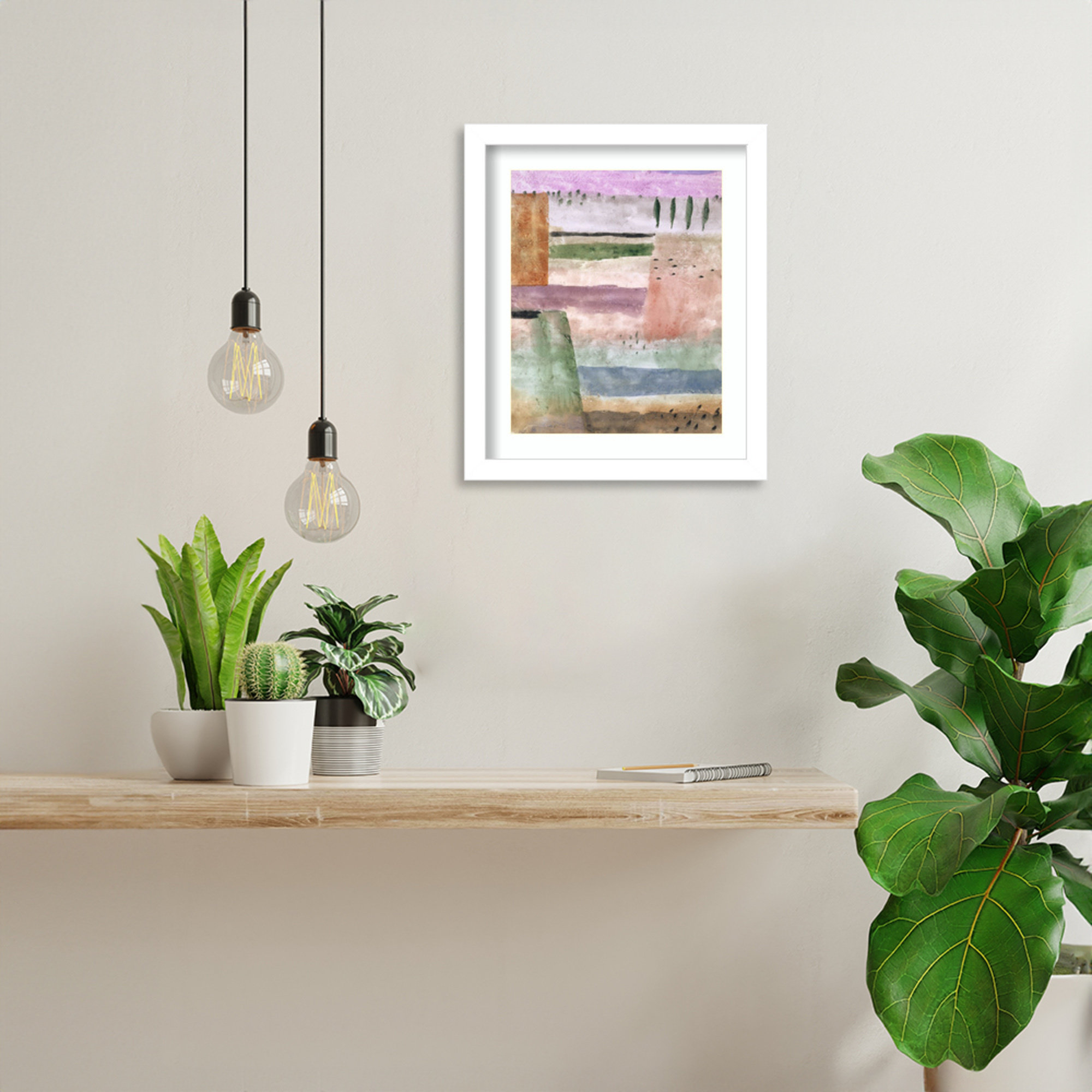 Landscape with Poplars by Paul Klee Wood Framed Wall Art Print, White , 13" H x 11" W