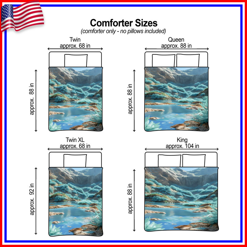 Mountain River Landscape Comforter, Queen