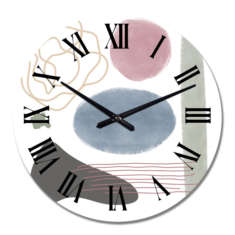 Affiche géométrique avec pastel et formes géométriques - Horloge murale moderne, Moyen