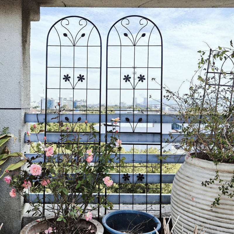 Treillis métallique 86,7 po x 19,7 po, support pour plantes d'extérieur antirouille, noir, montage et installation faciles et rapides.