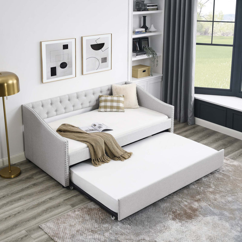 Nadege Upholstered Daybed, Twin, Beige