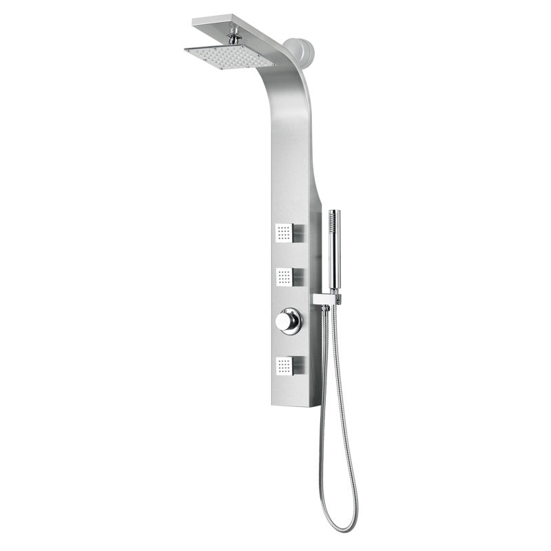 Sans 40'' Brushed Steel Shower Panel with Rain Shower Head