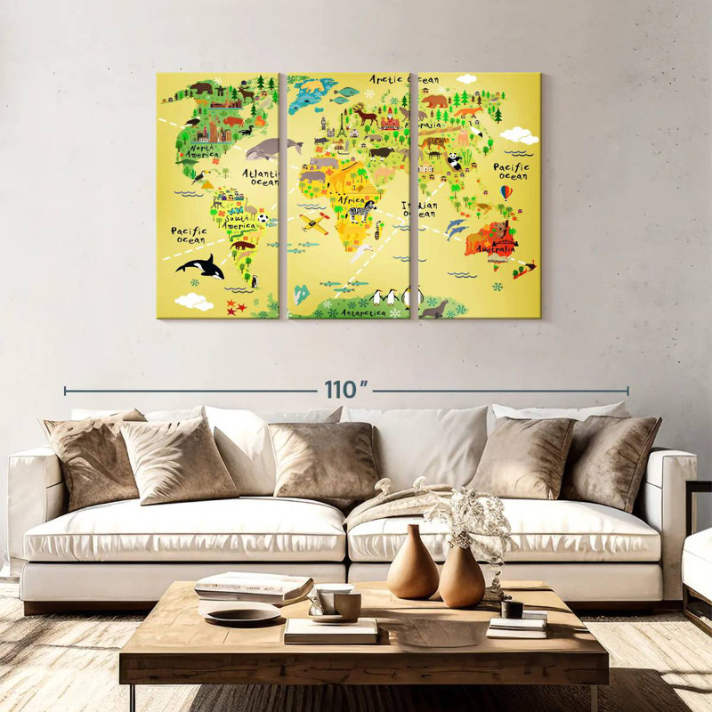 Keiri Educational Animal World Map, 48" H x 74" W