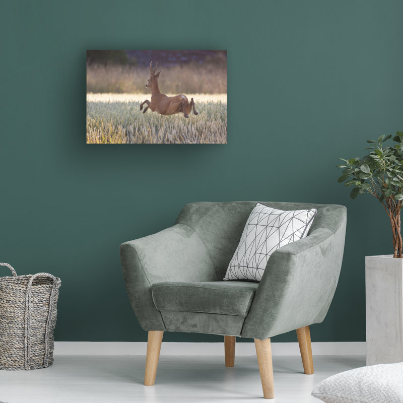 «Allan Wallberg Deers Flying Over The Cornfield», art sur toile, H 12 po x l 19 po