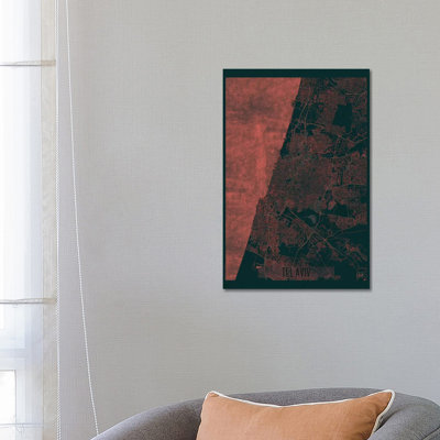 Tel Aviv Infrared Urban Blueprint Map by Hubert Roguski - Wrapped Canvas Print