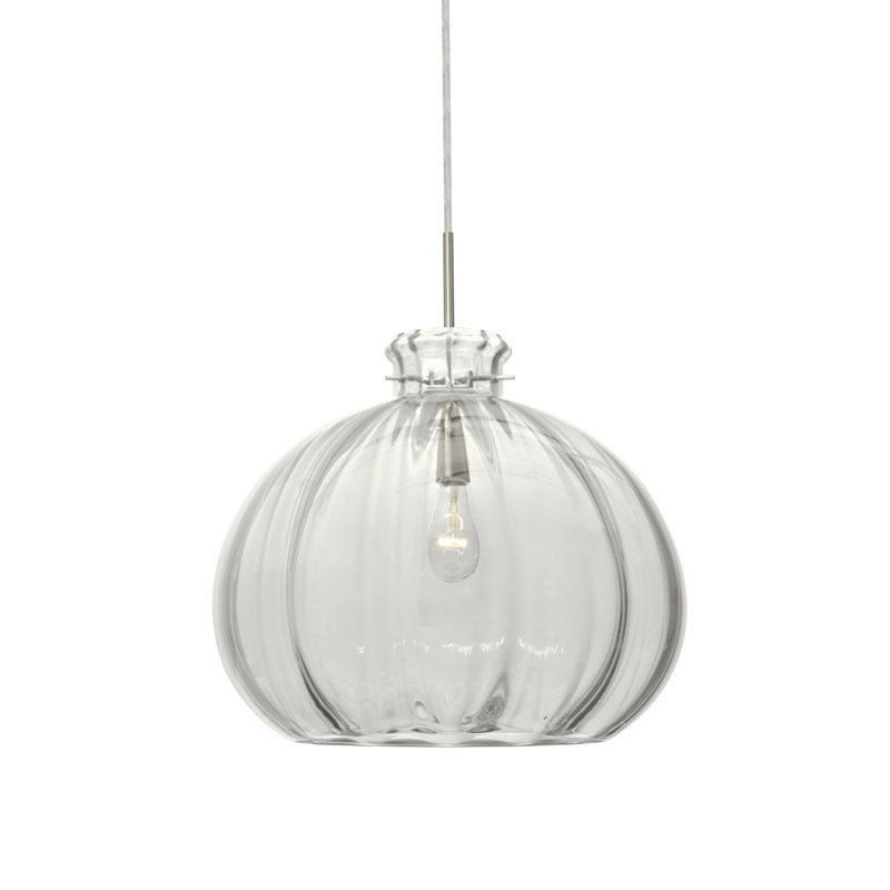 Pinta 1 - Light Single Pendant, 11.88" H x 14.25" W x 14.25" D, Satin Nickel, Clear