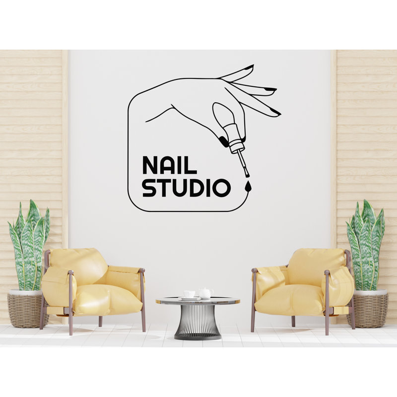 Décalcomanie murale Elegant Nail Studio | Décoration de salon moderne manucure | Vinyle autocollant pour salon de beauté | Professional Nail Art Design 555DLU