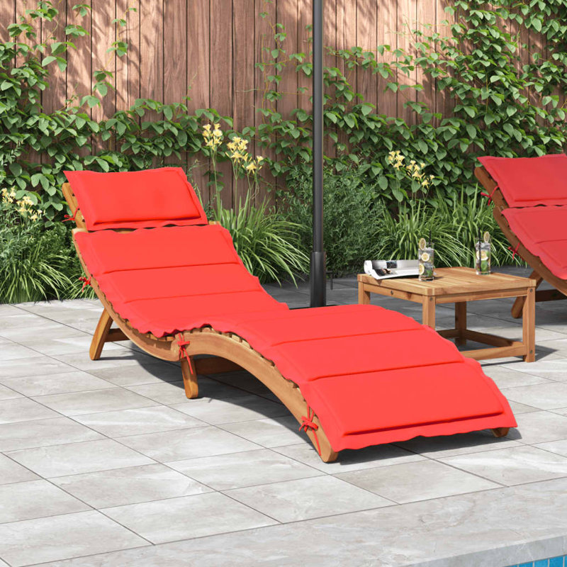 vidaXL Sun lounger taupe 21.65 x 72.44 x 25.20 in Solid Acacia Wood, Red