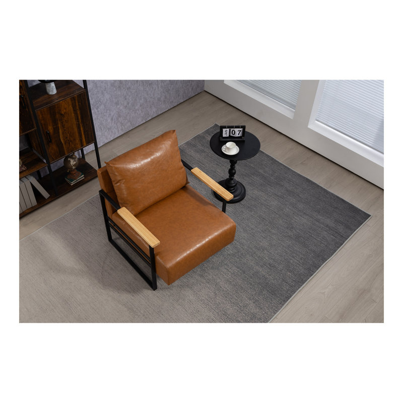 Chaise d'appoint en cuir pour salon, fauteuil de style Mid-Century pour chambre à coucher, Brun