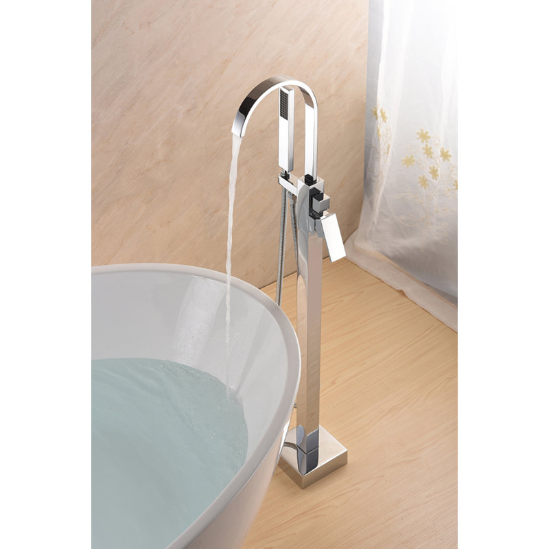 Robinet de baignoire autoportant à poignée simple SevenFalls, Chrome poli