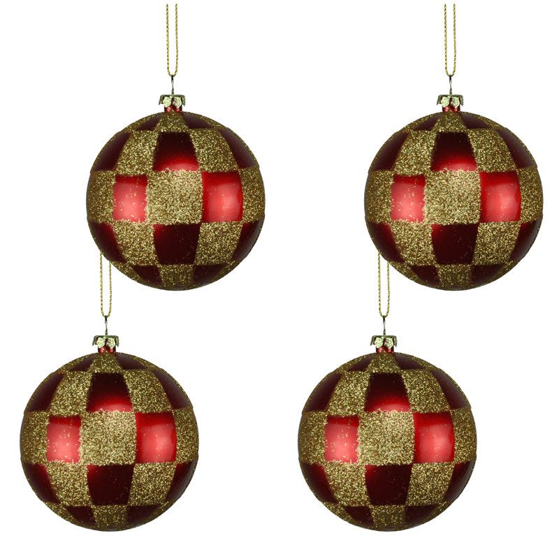 Ornement boule, Rouge / doré